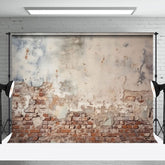 Aperturee - Aperturee Vintage Red Brick Wall Faded White Paint Backdrop